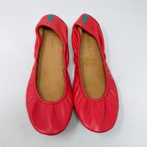 Tieks Poppy Coral Vibrant Red Ballet Leather Flats Women’s Size 11